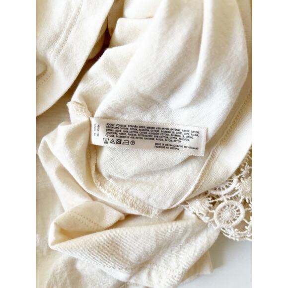 Anthropologie Saturday Sunday Dress XS Cream Crochet French Terry Mini Stretch - Picture 12 of 13